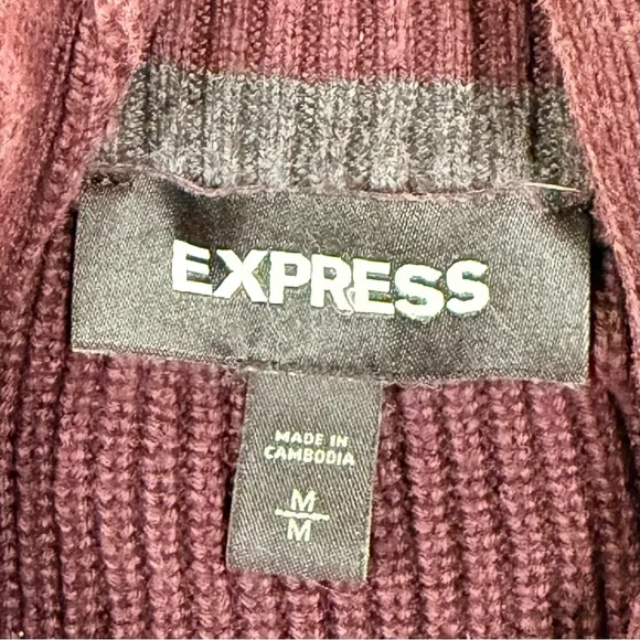 Express Men's Dark Purple Zip Up Sweater - Picture 7 of 8
